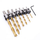 7pcs 3-10mm Countersink Drill Bit Carpentry Woodworking Boring Tool Round Shank With Hex Key
