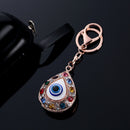 Vintage Crystal Blue Evil Eye Charm Keychain Rings Holder Purse Bag Buckle Pendant Key Chains