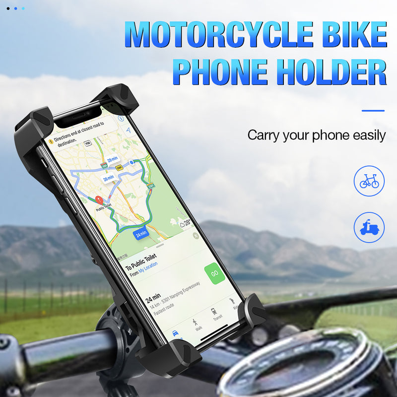 RAXFLY Motorcycle Bike Handlebar Phone Holder 360 Degree Rotation For 4 inch-7 inch Smart Phone Samsung Galaxy S10 Plus iPhone XS Max