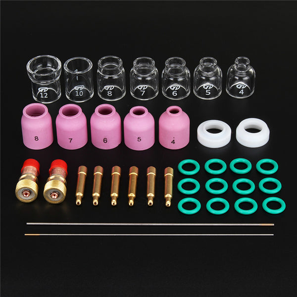 36Pcs TIG Welding Accessories Torch Stubby Gas Slot Glass Cup for WP-17/18/26