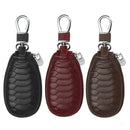 Key Case Genuine Leather Car Smart Key Chain Holder Metal Hook and Keyring Zipper Bag