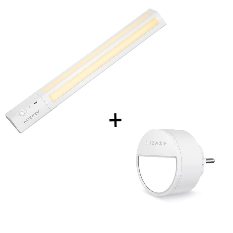 BlitzWolf BW-LT8 PIR Light Motion Sensor LED Cabinet Light + BlitzWolf BW-LT10 Smart Light Sensor Night Light