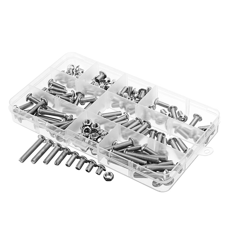 Suleve M5SH2 150Pcs M5 Stainless Steel 6-30mm Hex Socket Button Head Screw Allen Bolt Assortment Kit