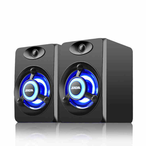 SADA V-118 USB 2.0 Mini Portable Colorful LED Light Subwoofer Computer Speaker for Desktop PC Cellphone Headphone