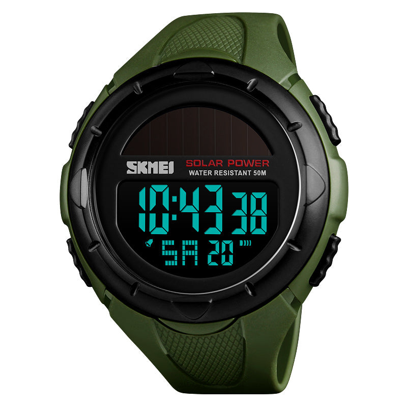 SKMEI 1405 Solar Power Digital Watch Stopwatch Luminous Display Alarm Calendar Outdoor Sport Watch
