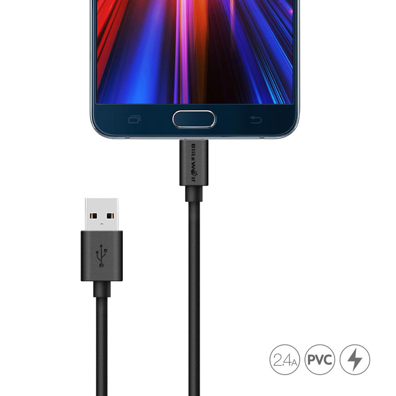 BlitzWolf BW-CB7 2.4A 3ft/0.9m Micro USB Charging Data Cable With Magic Tape Strap