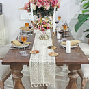 Beige Crochet Lace Table Runner Tassel Wedding Decorations Hollow Tablecloth Party Decor