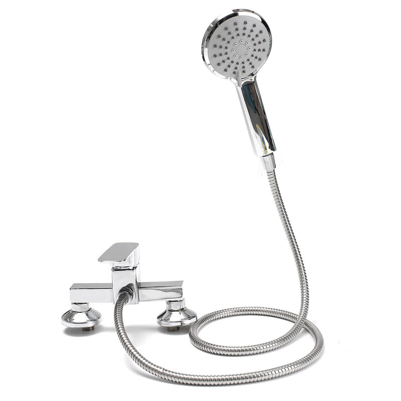 Modern Style Wall Mount Chrome Bathroom Faucet Hot Cold Mixer Tap + Shower Head