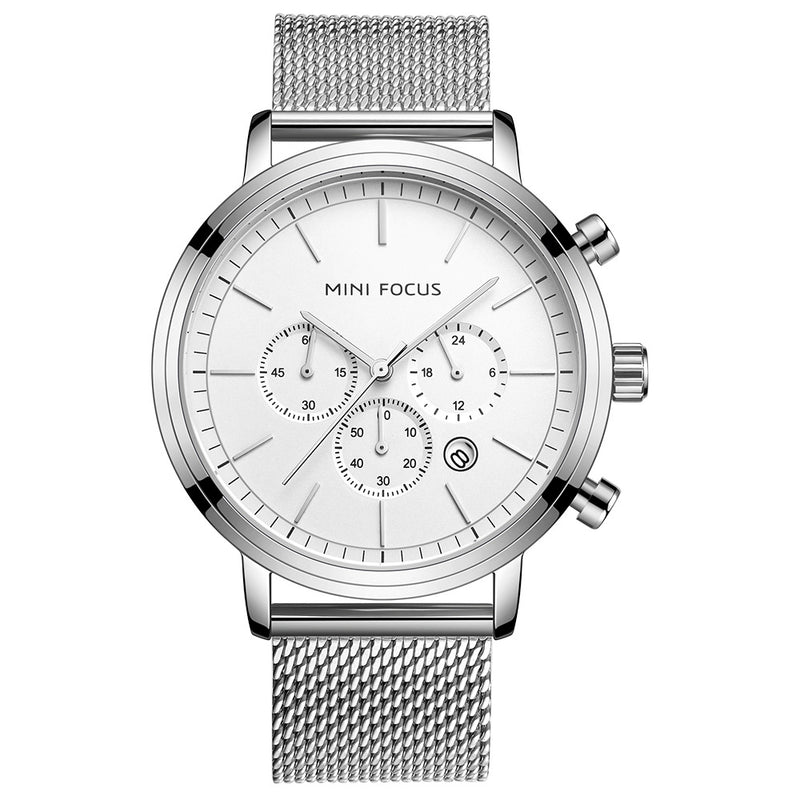 MINI FOCUS MF0297G Fashion Men Calendar Crystal Glass Full Steel Quartz Watch