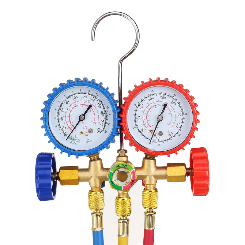 R12 R22 R502 Car A/C Manifold Gauge Set W/ 5Ft Charging Hoses Quick Couplers