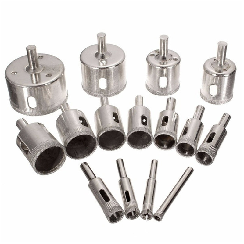 10pcs 6-30mm or 15pcs 6-50mm Diamond Hole Saw Cutter Set Drill Bit For Tile Marble Glass