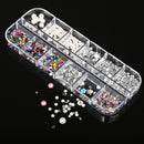 12 Grid Nail Art Acrylic 3D Rhinestone Glitters Beads Studs DIY Tips Decoration
