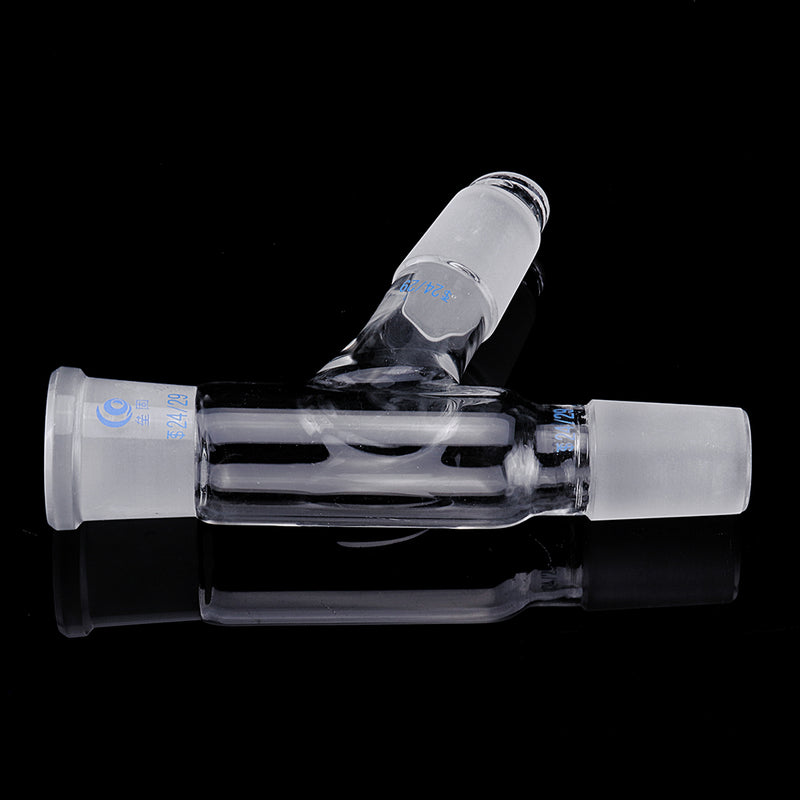 24/29 75 Degree Three-way Borosilicate Glass Distillation Adapter Connector Distilling Tube w/ Standard Ground Taper Joints