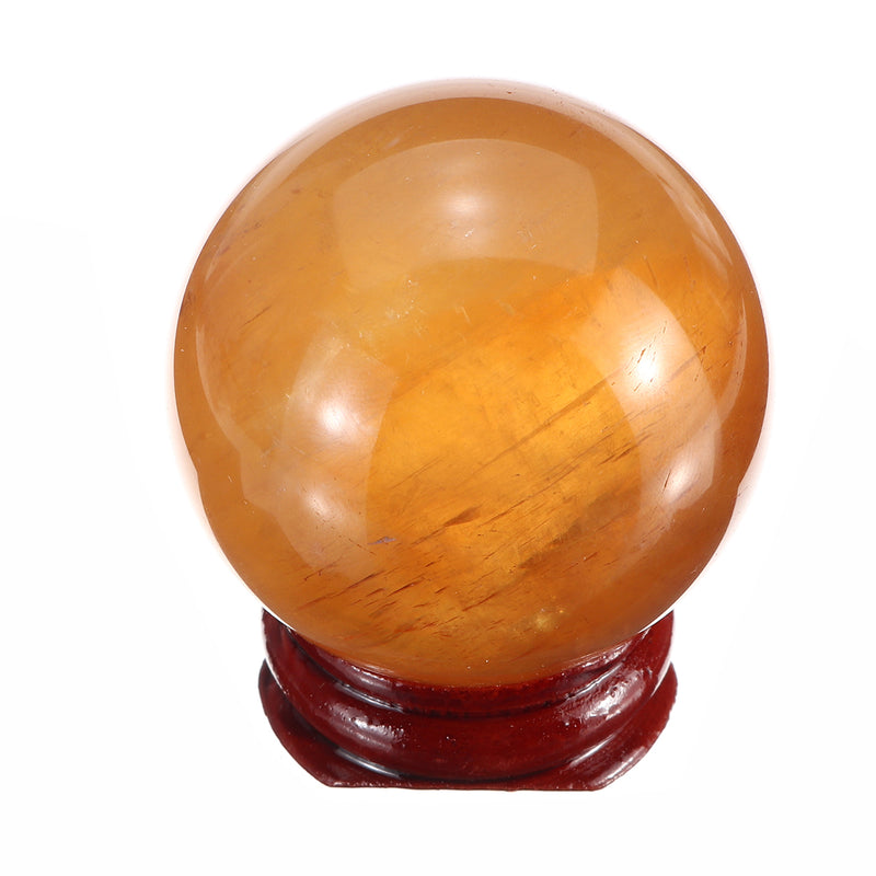 40mm Crystal Ball With Base For Home Decorations Yellow Natural Stones Specimen