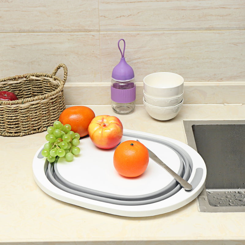 4 in 1 Multi-function Folding Cutting Board Dish Tub Drain Basket Vegetable Basin