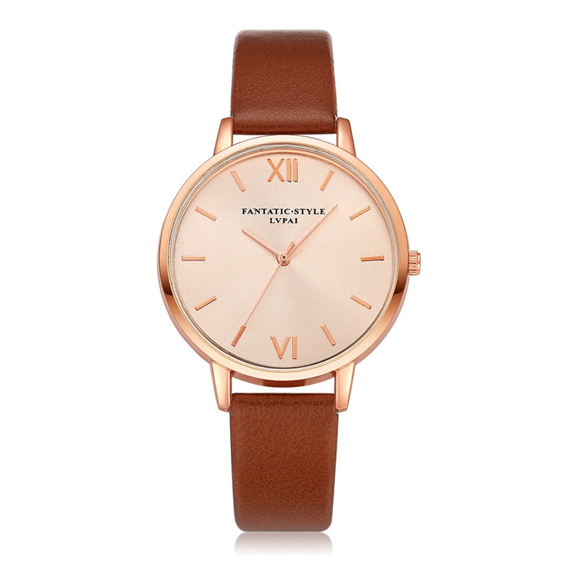 Casual Style PU Leather Strap Cloc kLadies Wrist Watch Quartz Watch