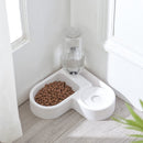 Two in One Automatic Dog Cat Pet Bowl Water Dispenser Food Feeder Set in Corner