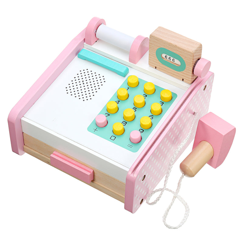 Supermarket Wooden Till Cash Register Toys Set Kids Educational Pretend Play Game