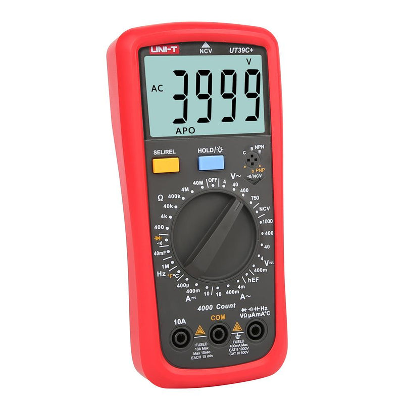 UNI-T UT39C+ Digital Multimeter AC DC Volt Amp Ohm Capacitance Temp Hz Tester UT39C Plus Data Hold