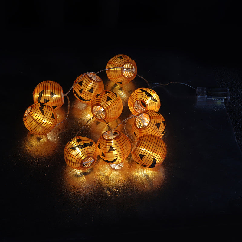 1.2M Battery Power Foldable 10 LED Warm White Halloween Pumpkin String Lantern Fairy Holiday Light