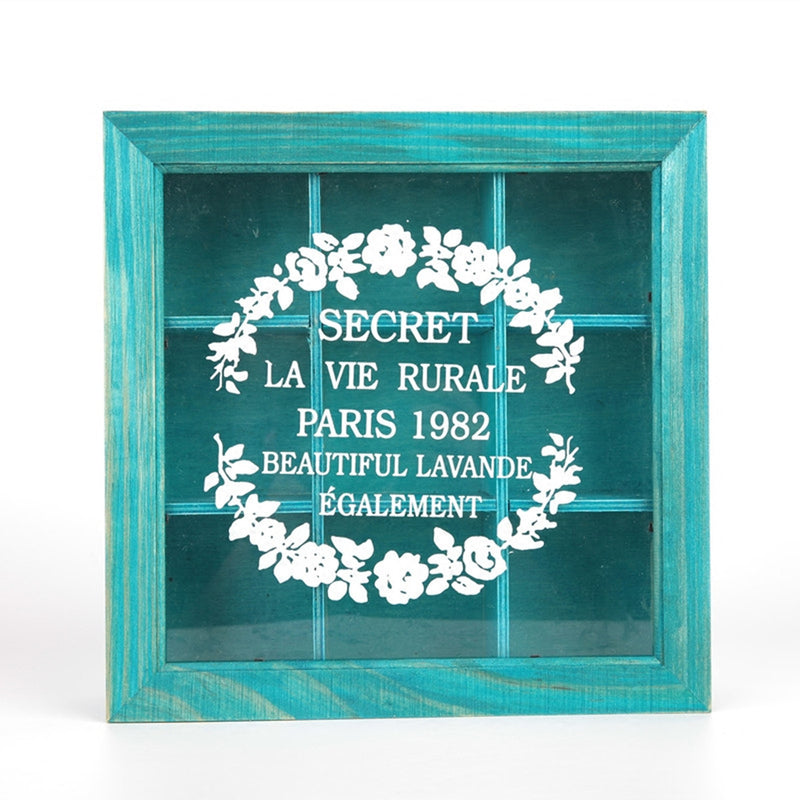 Wooden Chic Kitchen Spice Tea Box 9 Section Compartments Container Storage Chest Holder