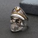 Cool Skull Head Adjustable Finger Ring Vintage Double Eagle Ring for Men