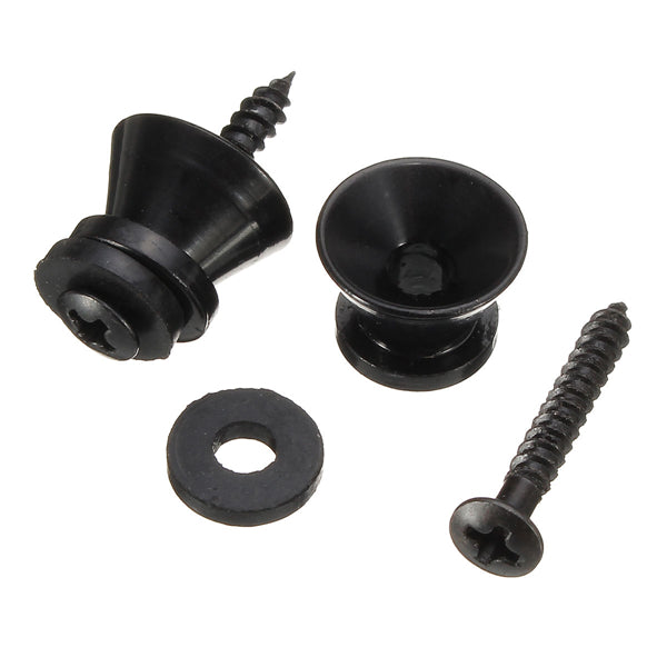 2pcs Black Strap Lock Buttons End Pins Cushion Screws For Guitar Bass