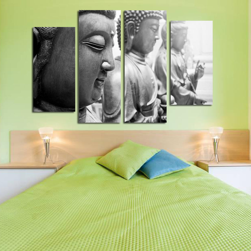 Miico Hand Painted Four Combination Decorative Paintings Bud-dha Statue Wall Art For Home Decoration