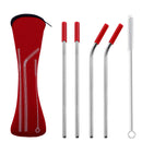 4Pcs Reusable Stainless Steel Straight Bent Drinking Straw Silicone Tips Cover