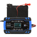 FOXSUR 12/24V 8A/4A Touch Screen Pulse Repair LCD Battery Charger Blue For Car Motorcycle Lead Acid Battery Agm Gel Wet