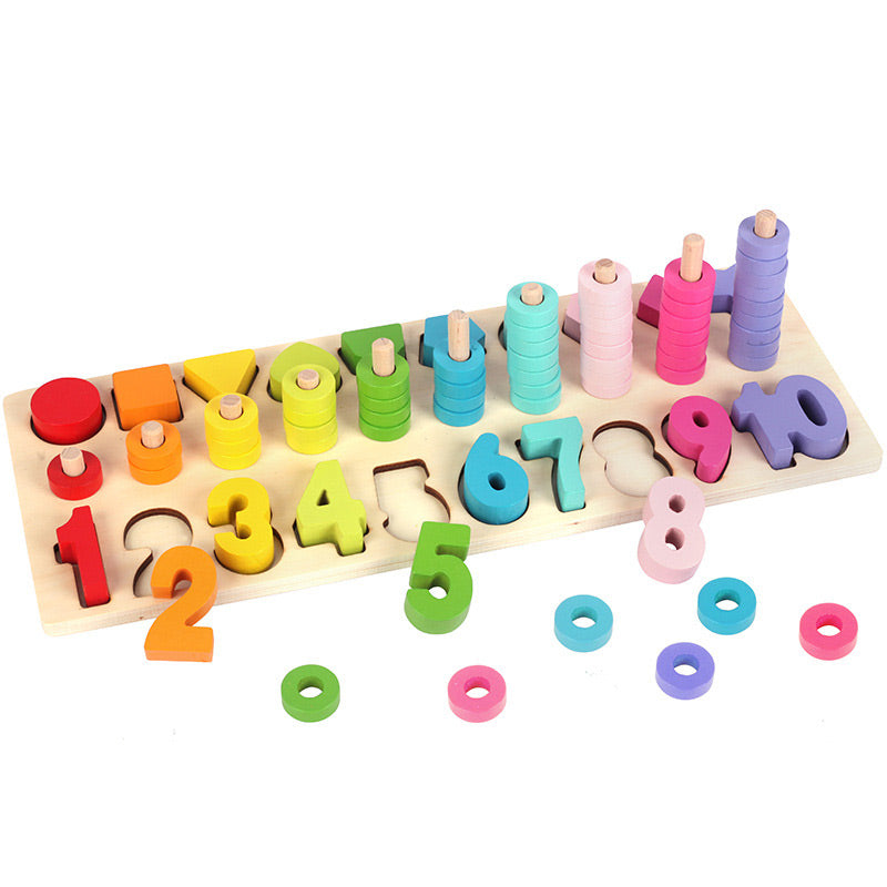 3 IN 1 Puzzle Digital Toys Teaching Aids Kindergarten Math Logarithmic Children's Early Learning Board Rainbow Circle Toys
