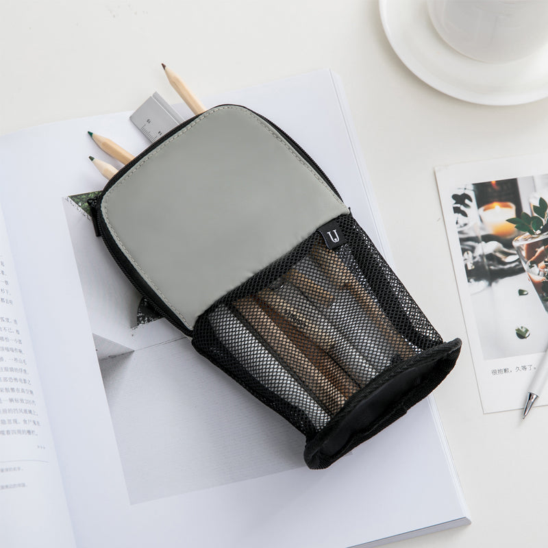 Jordan&Judy JJ-YD0007 Vertical Mesh Pencil Case Pen Holder Office Student Nylon Pencil Bag Mesh Storage Organizer Pencil Zipper Case School Supplies