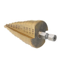 Drillpro 2pcs HSS Titanium Coated Step Cone Drill Bit 3/16-7/8 and 1/4-1-3/8 Inch Hex Shank Hole Cutter