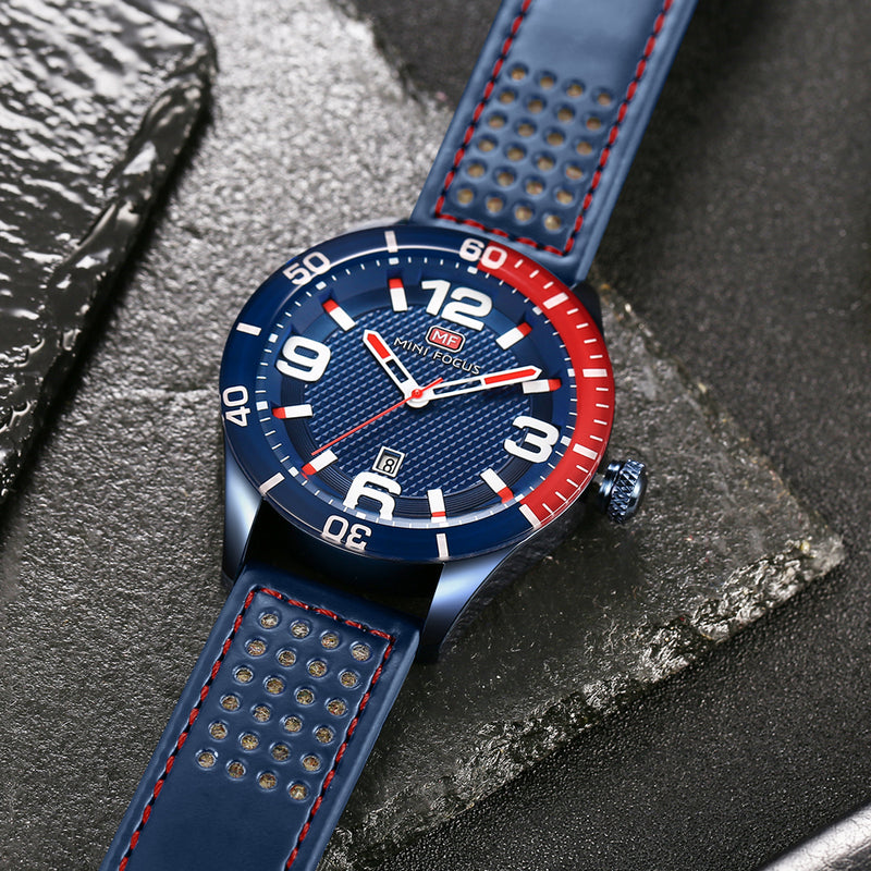 MINI FOCUS MF0155G Date Display Waterproof Men Wrist Watch Silicone Strap Quartz Watches