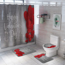 Honana 4PCS Bathroom Waterproof Shower Curtain Bathroom Toilet Seat Covers Pedestal Rug Bath Mat