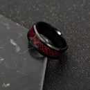 Ethnic Solid Carbon Fiber Finger Rings Vintage Red Dragon Pattern Finger Ring Jewelry For men