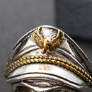 Cool Skull Head Adjustable Finger Ring Vintage Double Eagle Ring for Men