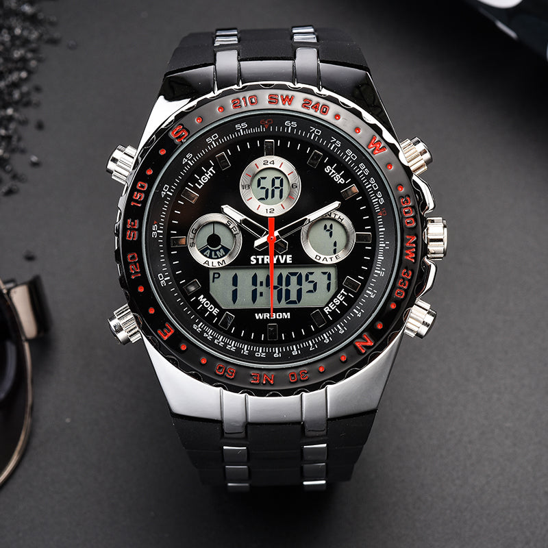 STRYVE S8002 Dual Display Digital Watch Luminous Chronograph Stopwatch Calendar Alarm Outdoor Watch