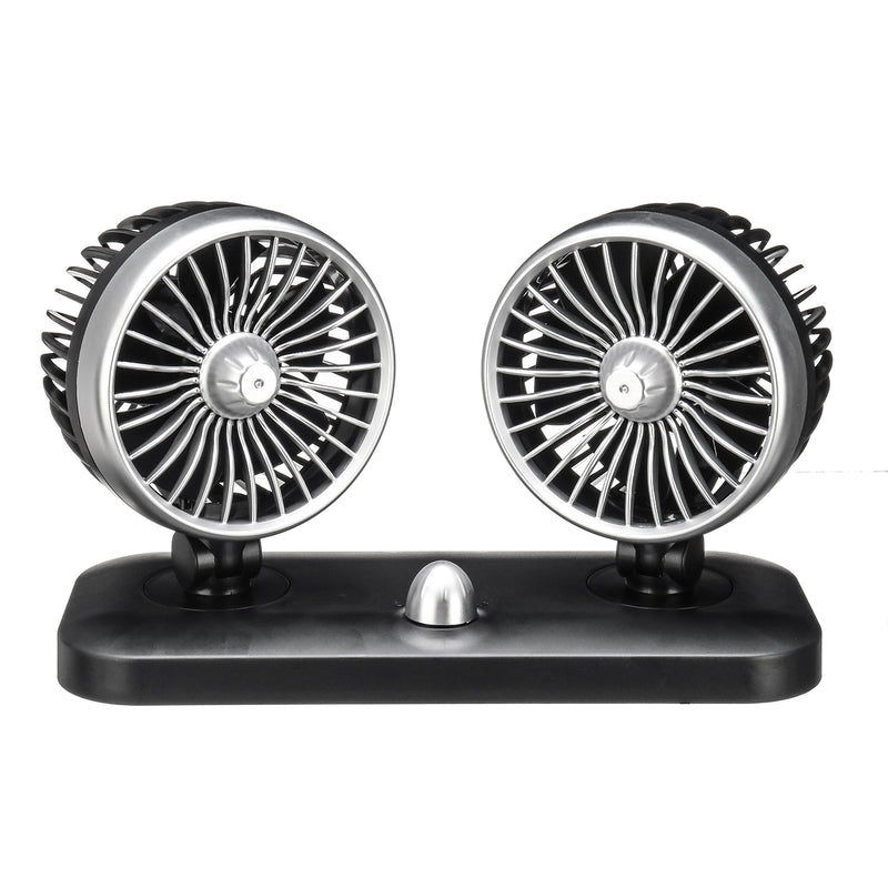 12V/24V Dual Head Car Fan  Recreational Vehicle Cooling Fan Rotating Oscillating Dashboard Ventilation Air Cooler