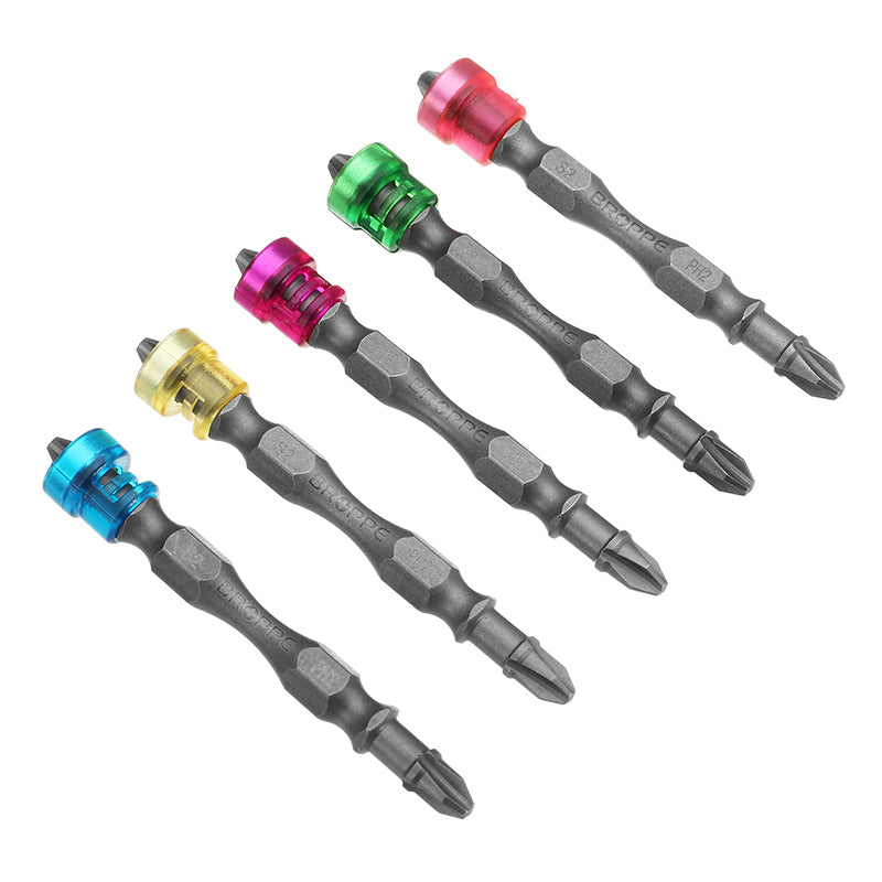 Broppe 5pcs Double Head 65mm S2 Alloy PH2 Phillips Magnetic Screwdriver Bits 1/4 Inch Hex Shank