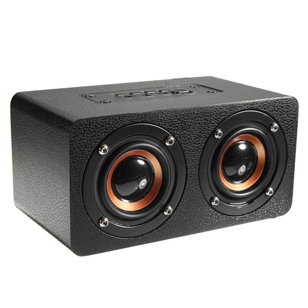 M5 Wooden Dual Driver Unit TF Card AUX FM Radio Stereo Bass bluetooth Speaker With Mic