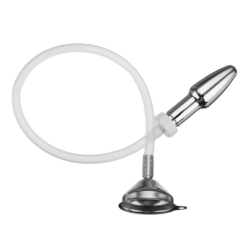 Anal Stainless Steel Funnel Filler Enema Silicone Hose Rectum Cleaner Insert Stopper Armarium Medical Equipment