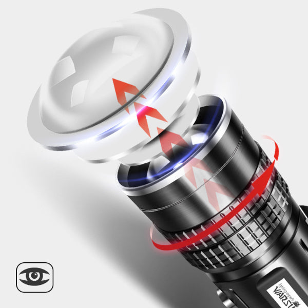 Warsun HD80S 4x XML2 Stepless Dimming Zoomable Flashlight 4 Color Light Fishing Hunting Flashlight Waterproof USB Rechargeable