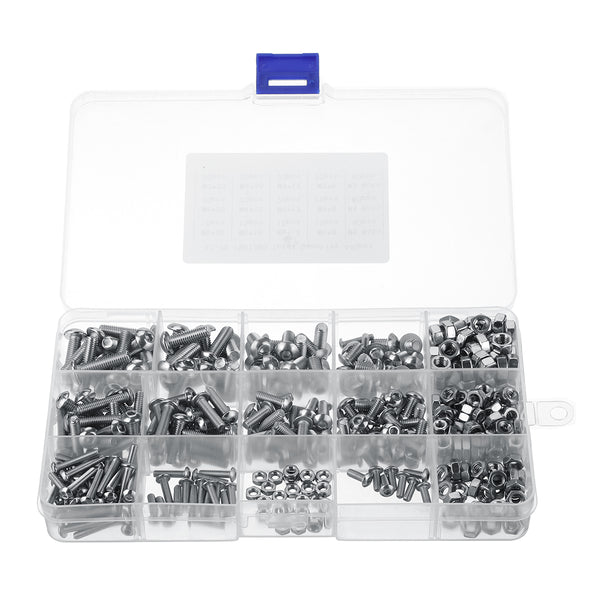 440Pcs/Set Stainless Steel Screw Bolt Nut Round Head Cap Socket Hex Bolt M3 M4 M5