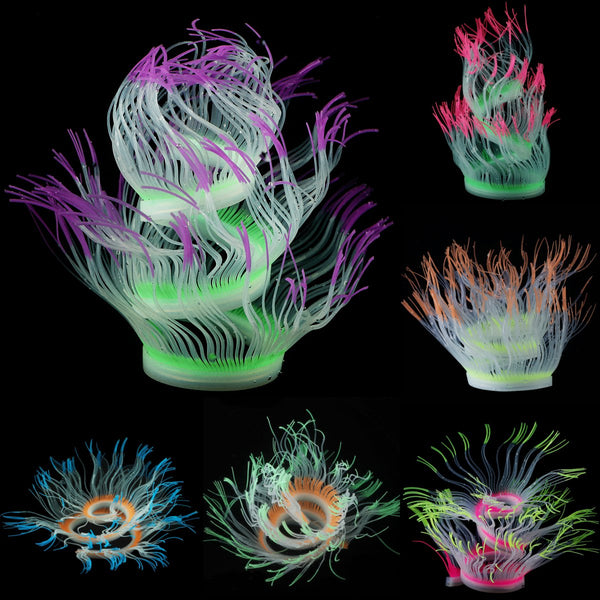 Aquarium Fish Tank Decor Silicone Sea Anemone Plant Artificial Coral Ornament Aquarium Decorations