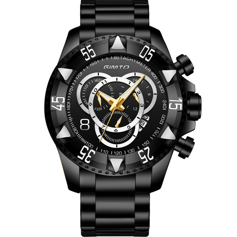 GIMTO GM259 Fashion Men Business Stainless Steel Band Three Dial Date Display Quartz Watch