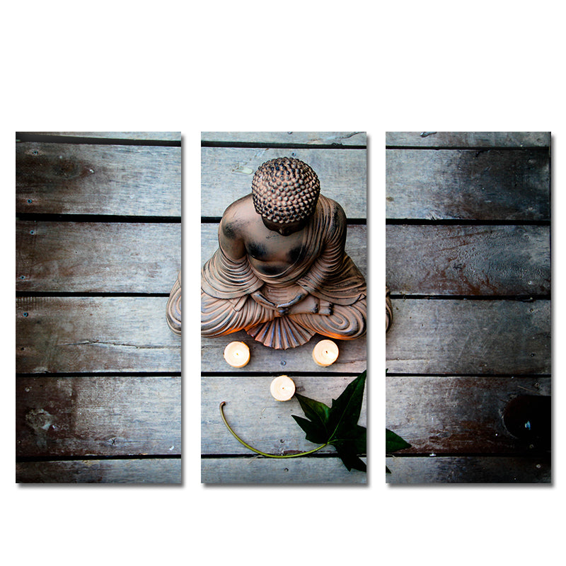 Miico Hand Painted Three Combination Decorative Paintings Bud-dha Statue Wall Art For Home Decoration