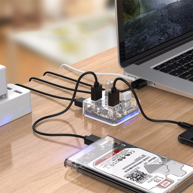ORICO MH4U Transparent USB 3.0 USB Hub Adapter With 4 USB 3.0 Ports With Data Cable For Laptop Notebook Desktop PC