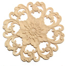 Wood Carved Onlay Applique Unpainted Flower Pattern Furniture Frame Door Decor 15cm