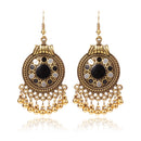 Vintage Ear Drop Earring Round Geometric Beads Tassels Dangle Earrings Ethnic Jewelry for Women